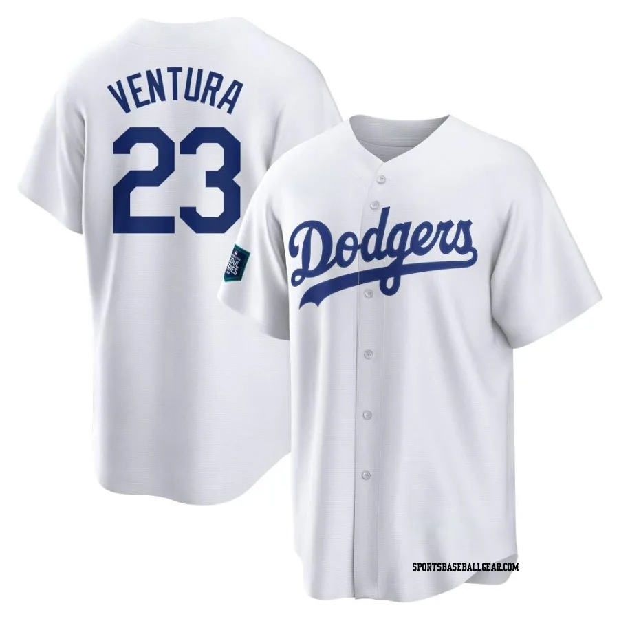 Robin Ventura Men's Los Angeles Dodgers White Replica 2024 World Tour Seoul Series Home Jersey