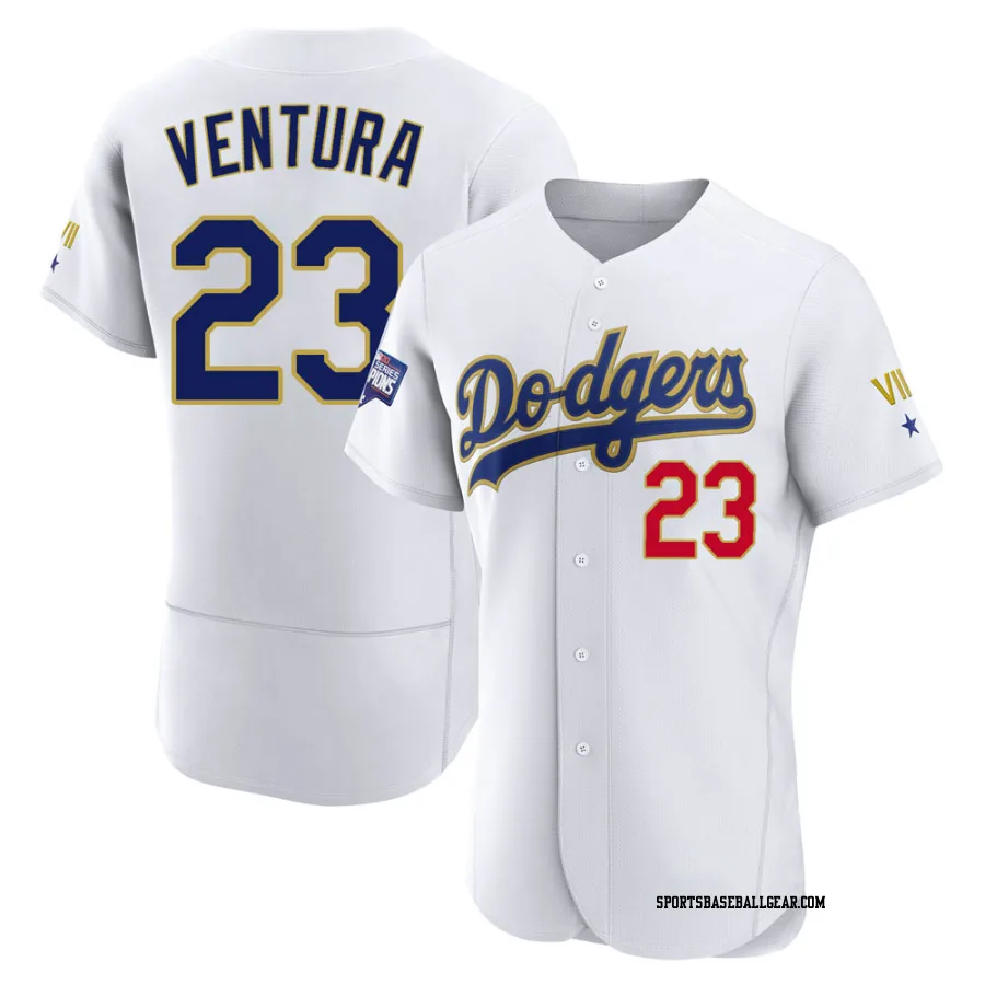 Robin Ventura Men's Los Angeles Dodgers White/Gold Authentic 2021 Gold Program Player Jersey