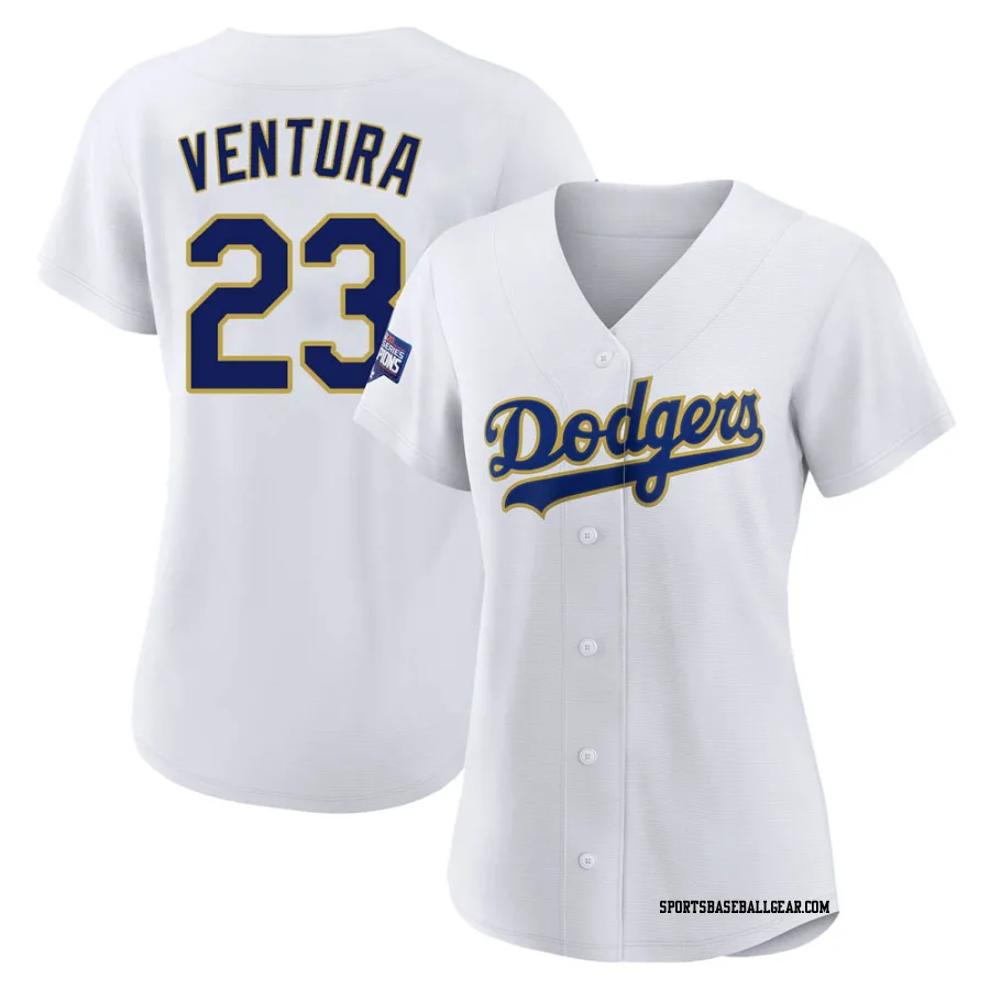 Robin Ventura Women's Los Angeles Dodgers White/Gold Replica 2021 Gold Program Player Jersey