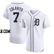 Rocky Colavito Men's Detroit Tigers White Elite Home Patch Jersey