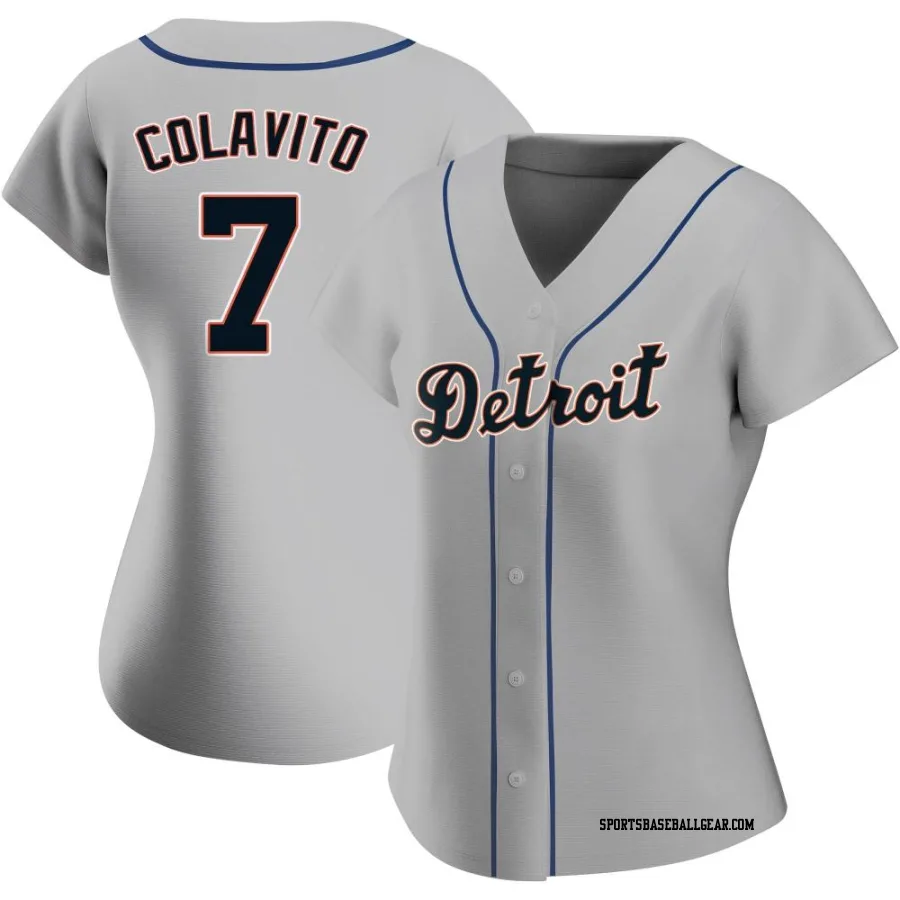 Rocky Colavito Women's Detroit Tigers Gray Replica Road Jersey