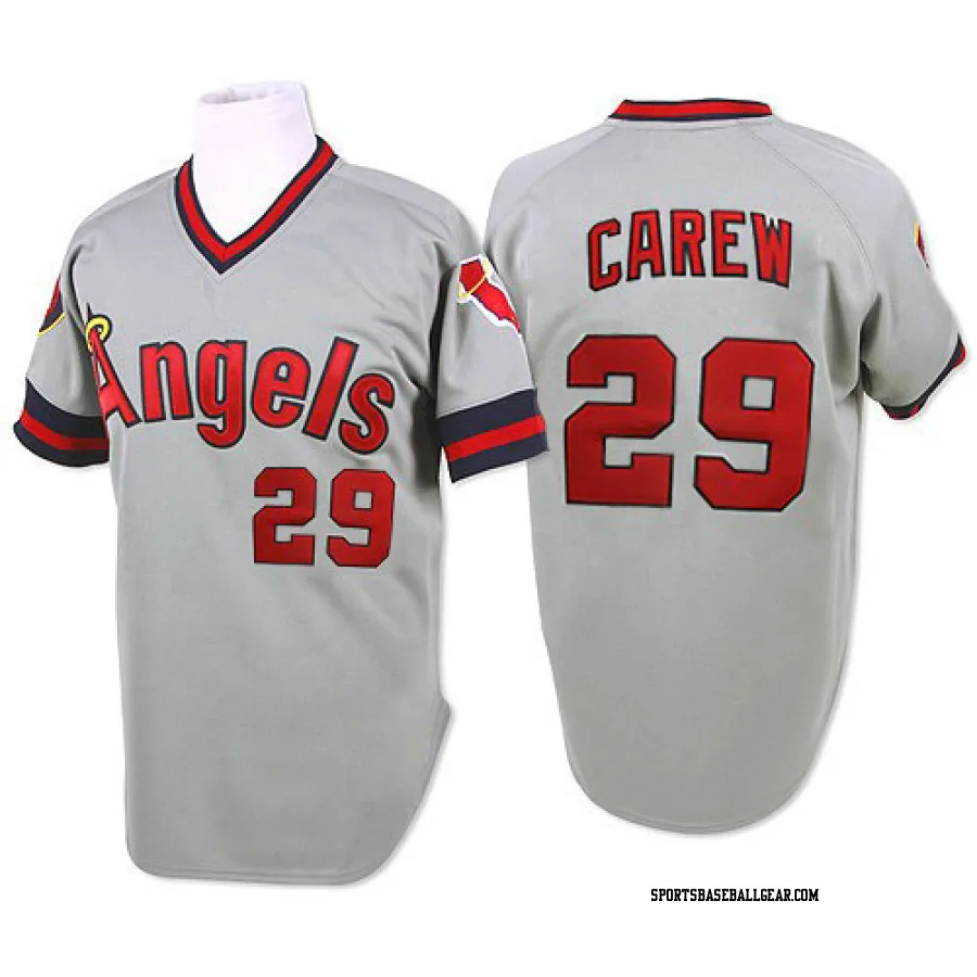 Rod Carew Men's Los Angeles Angels Grey Authentic 1985 Throwback Jersey