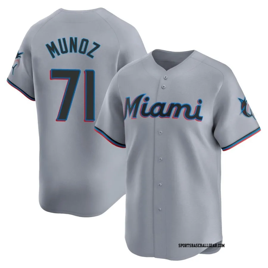 Roddery Munoz Men's Miami Marlins Gray Limited Road Jersey