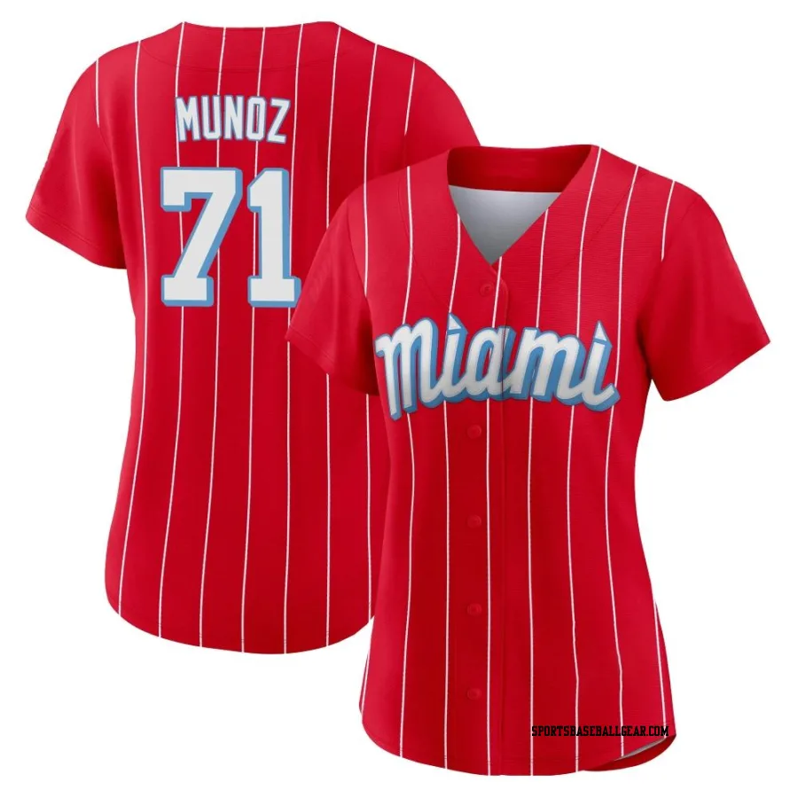 Roddery Munoz Women's Miami Marlins Red Replica 2021 City Connect Jersey