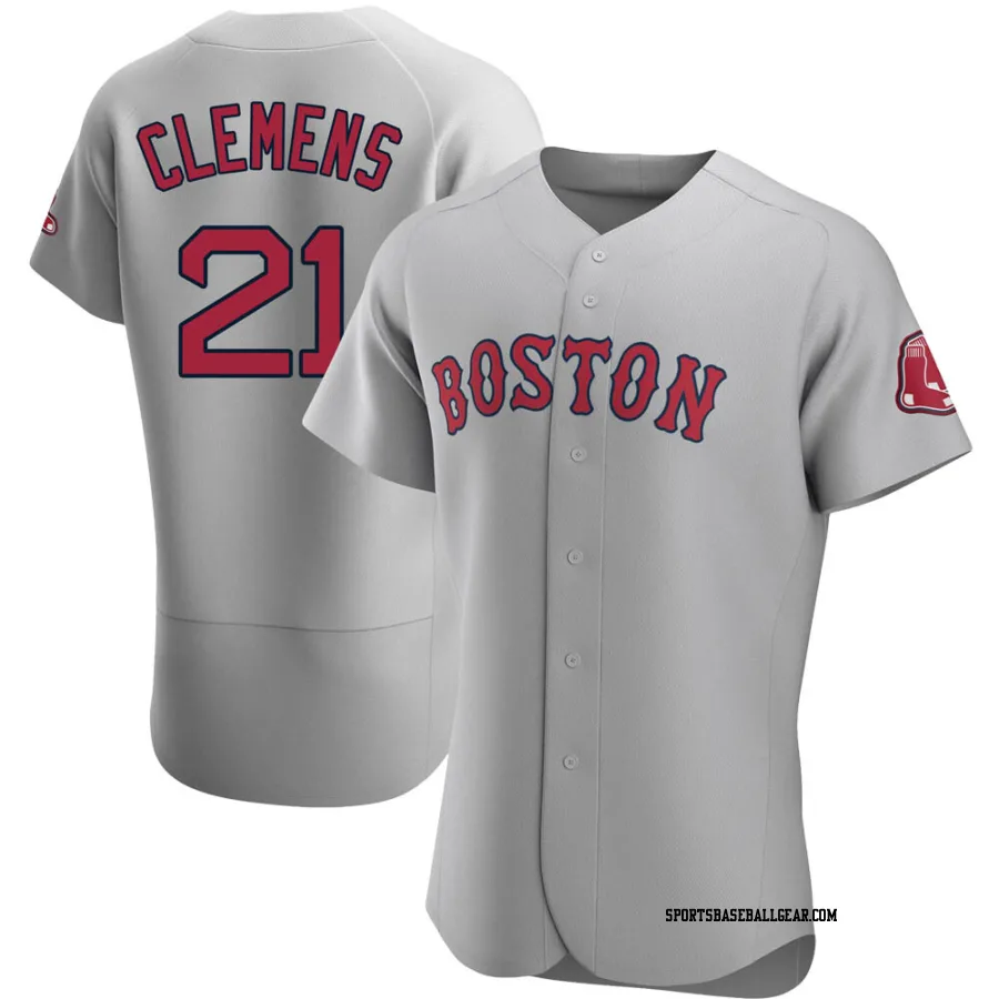 Roger Clemens Men's Boston Red Sox Gray Authentic Road Jersey