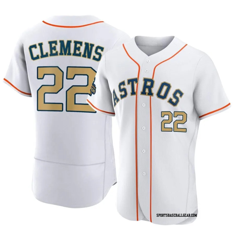 Roger Clemens Men's Houston Astros Gold Authentic White 2023 Collection Jersey