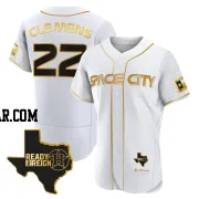 Roger Clemens Men's Houston Astros White/Gold Authentic 2023 Space City Ready 2 Reign Flex Base Jersey