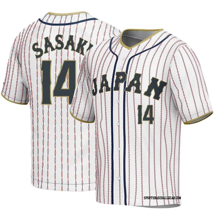 Roki Sasaki Men's Japan Baseball White Replica 2023 World Baseball Classic Jersey