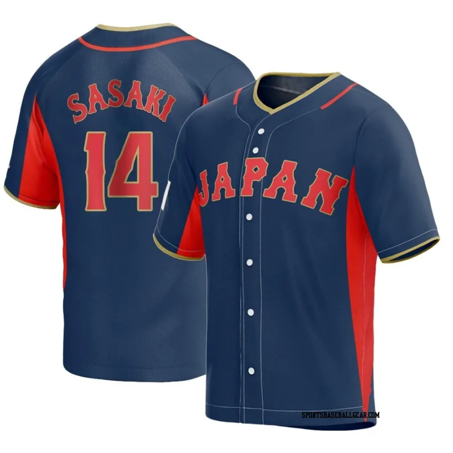 Roki Sasaki Youth Japan Baseball Navy Replica 2023 World Baseball Classic Jersey