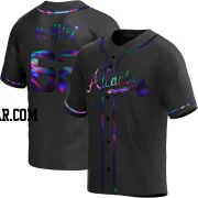 Rolddy Munoz Men's Atlanta Braves Black Holographic Replica Alternate Jersey