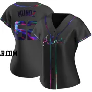 Rolddy Munoz Women's Atlanta Braves Black Holographic Replica Alternate Jersey