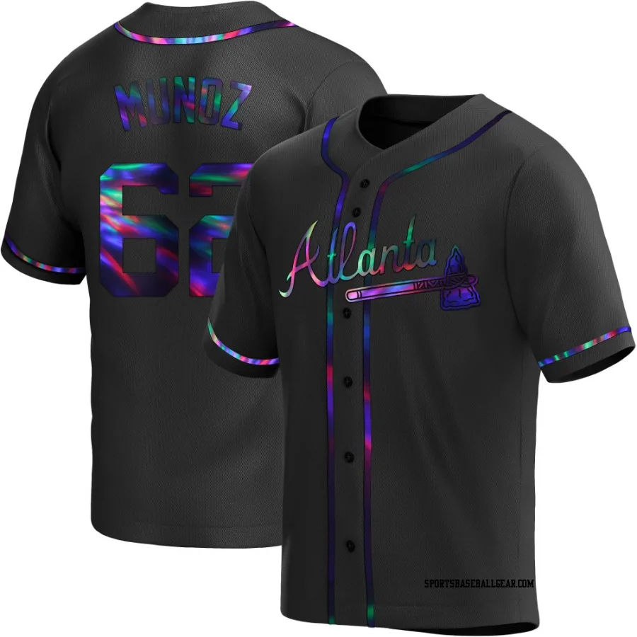 Rolddy Munoz Youth Atlanta Braves Black Holographic Replica Alternate Jersey