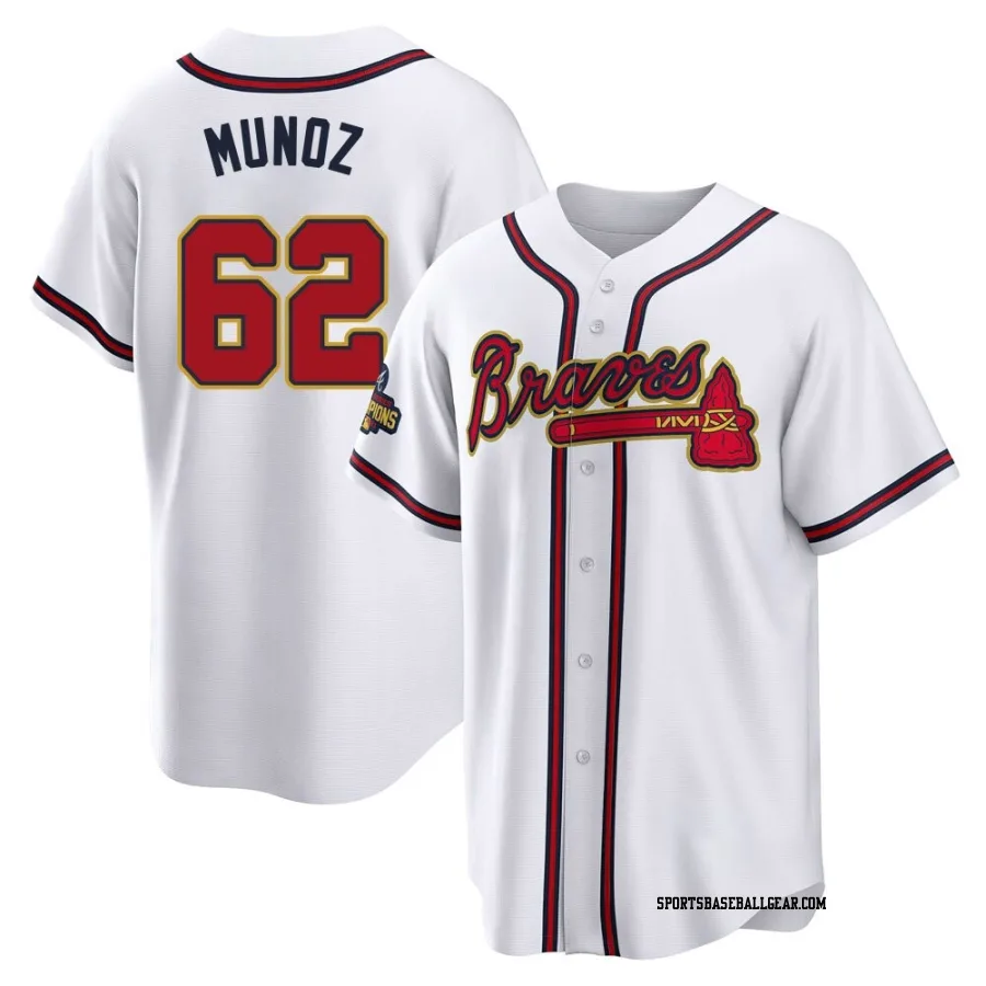 Rolddy Munoz Youth Atlanta Braves Gold Replica White 2022 Program Jersey