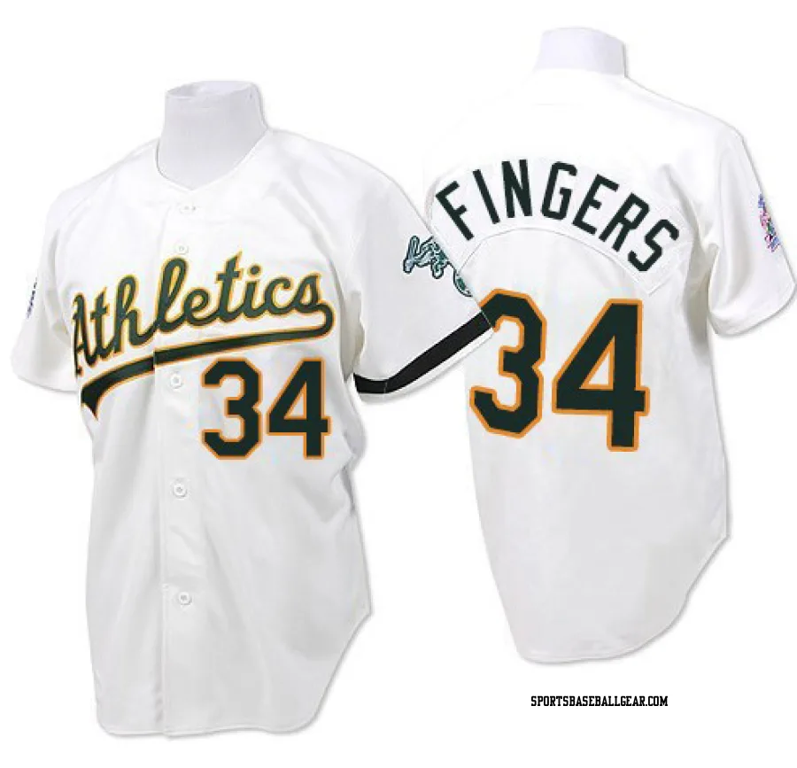 Rollie Fingers Men's Oakland Athletics White Authentic Throwback Jersey