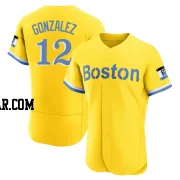 Romy Gonzalez Men's Boston Red Sox Gold/Light Authentic Blue 2021 City Connect Jersey