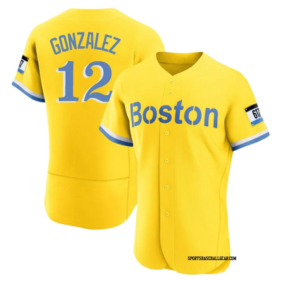 Romy Gonzalez Men's Boston Red Sox Gold/Light Authentic Blue 2021 City Connect Jersey