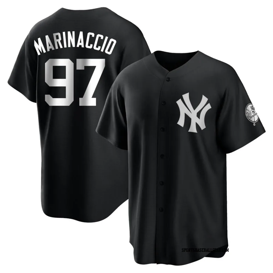 Ron Marinaccio Men's New York Yankees Black/White Replica Jersey