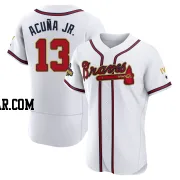 Ronald Acuna Jr. Men's Atlanta Braves Gold Authentic White 2022 Program Jersey