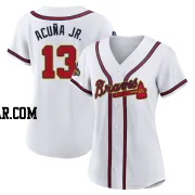 Ronald Acuna Jr. Women's Atlanta Braves Gold Replica White 2022 Program Jersey