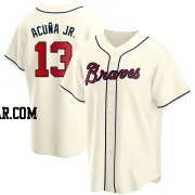 Ronald Acuna Jr. Youth Atlanta Braves Cream Replica Alternate Jersey