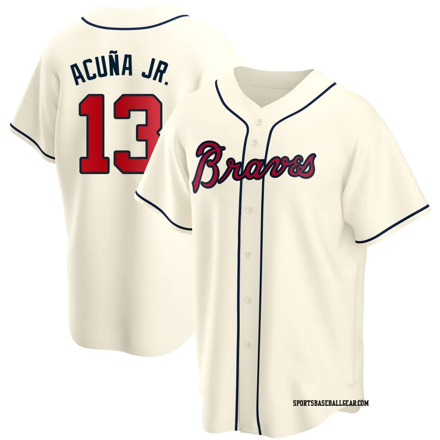 Ronald Acuna Jr. Youth Atlanta Braves Cream Replica Alternate Jersey