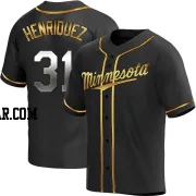 Ronny Henriquez Men's Minnesota Twins Black Golden Replica Alternate Jersey