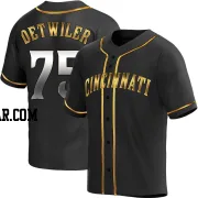 Ross Detwiler Men's Cincinnati Reds Black Golden Replica Alternate Jersey