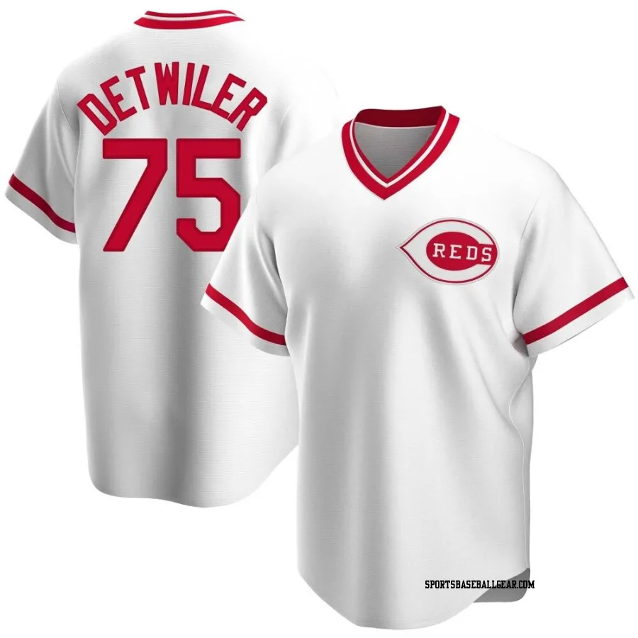 Ross Detwiler Men's Cincinnati Reds White Replica Home Cooperstown Collection Jersey