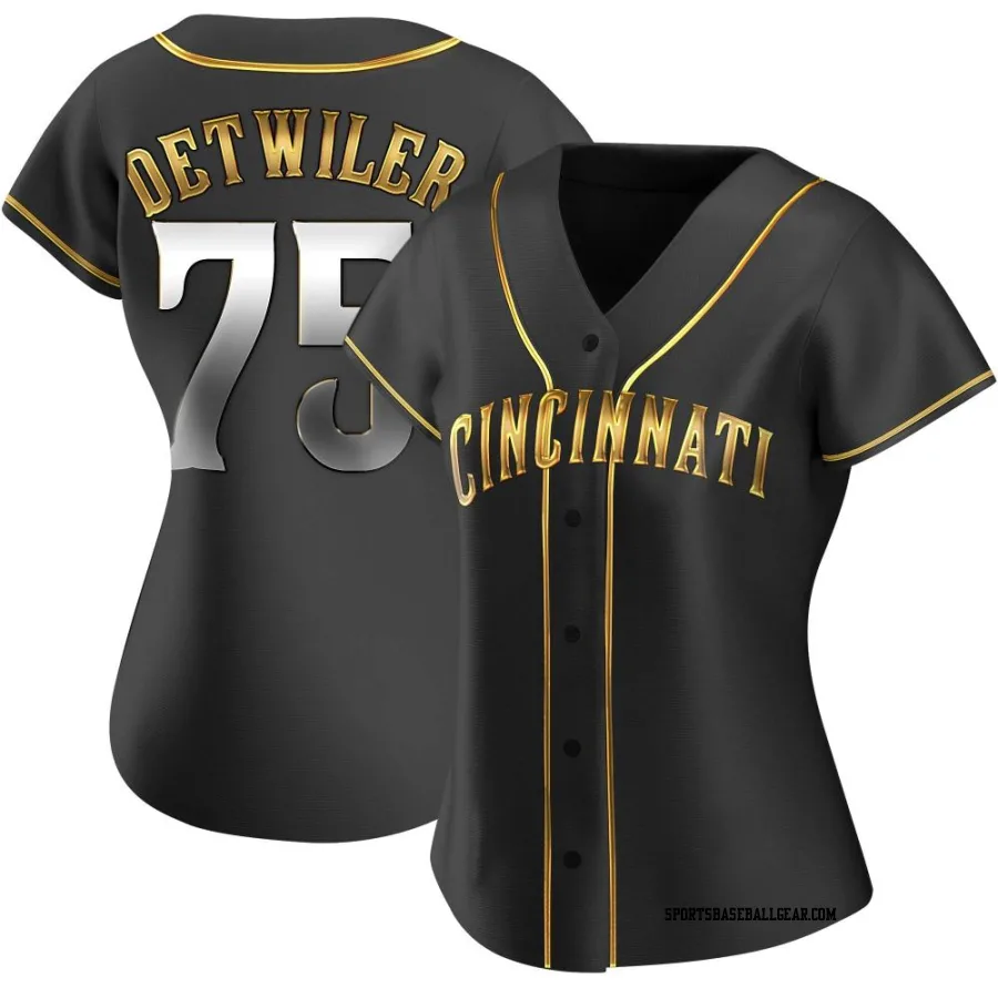 Ross Detwiler Women's Cincinnati Reds Black Golden Replica Alternate Jersey