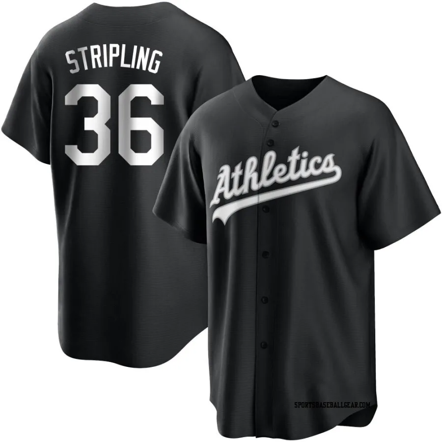 Ross Stripling Men's Oakland Athletics Black/White Replica Jersey