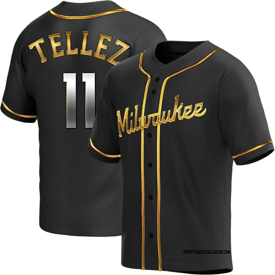 Rowdy Tellez Men's Milwaukee Brewers Black Golden Replica Alternate Jersey