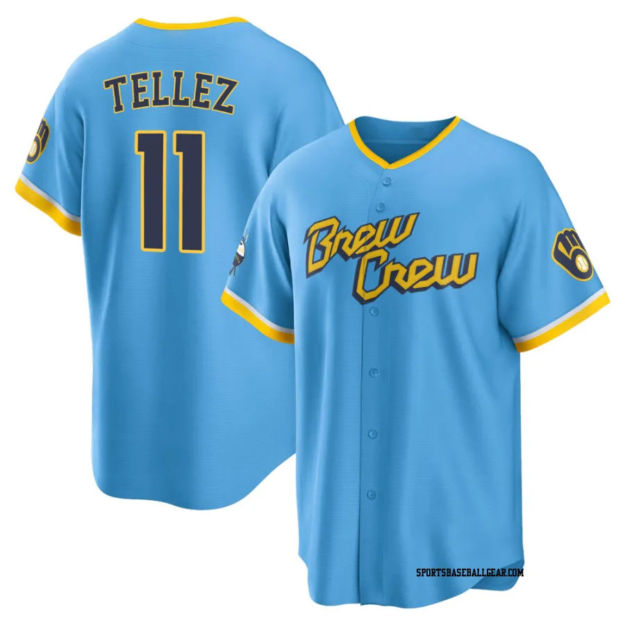 Rowdy Tellez Men's Milwaukee Brewers Blue Replica Powder 2022 City Connect Jersey