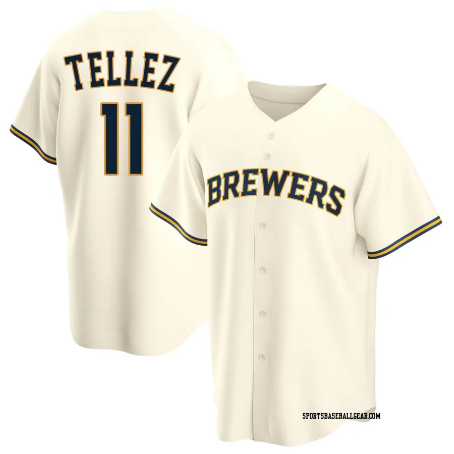 Rowdy Tellez Men's Milwaukee Brewers Cream Replica Home Jersey