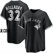 Roy Halladay Men's Toronto Blue Jays Black/White Replica Jersey