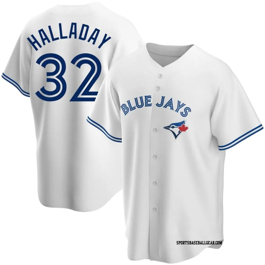 Roy Halladay Men's Toronto Blue Jays White Replica Home Jersey