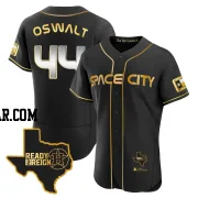 Roy Oswalt Men's Houston Astros Black/Gold Authentic 2023 Space City Ready 2 Reign Flex Base Jersey