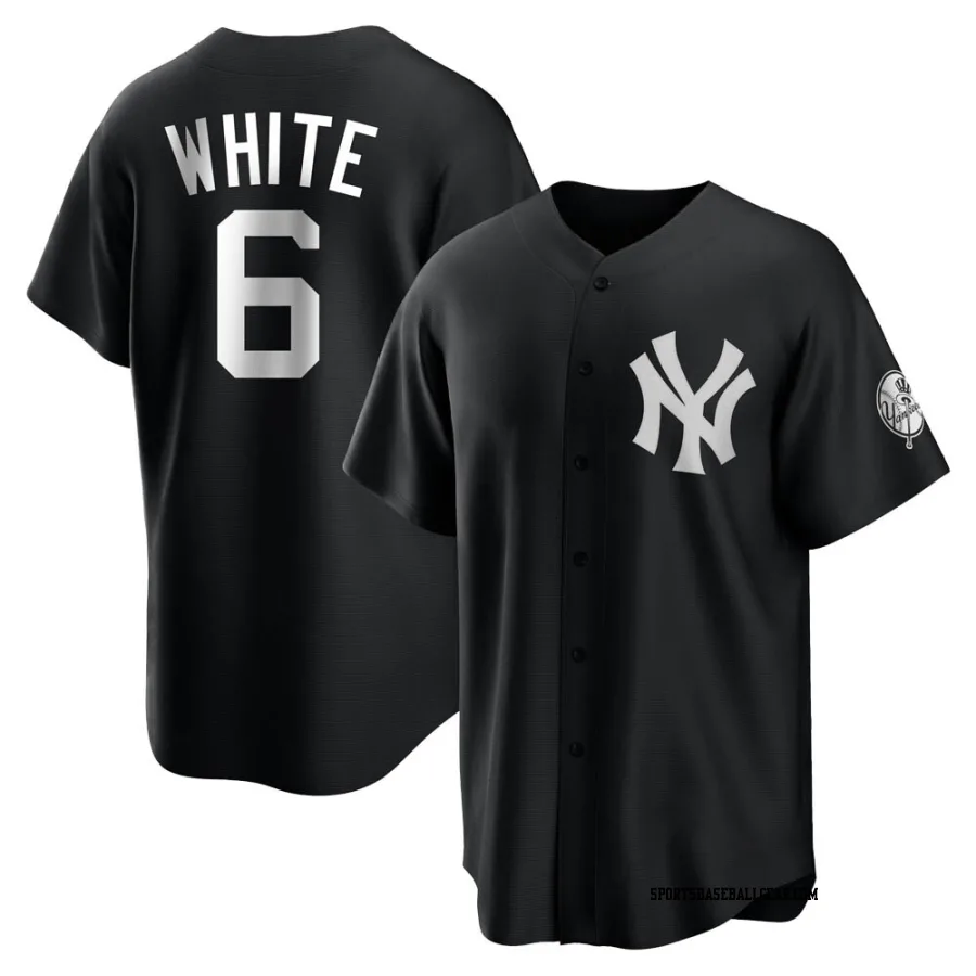 Roy White Men's New York Yankees Black/White Replica Jersey