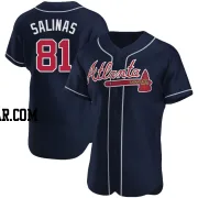 Royber Salinas Men's Atlanta Braves Navy Authentic Alternate Jersey