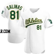 Royber Salinas Men's Oakland Athletics White Authentic Home Jersey