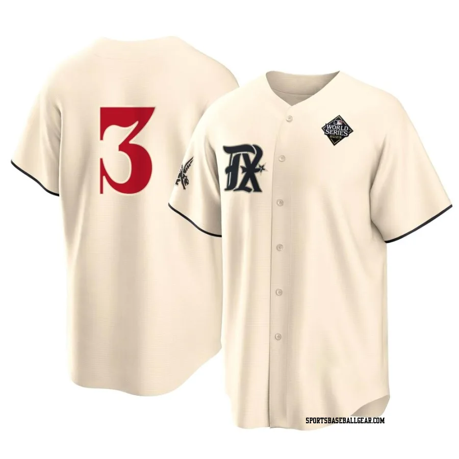 Russell Wilson Men's Texas Rangers Cream Replica 2023 City Connect 2023 World Series Jersey