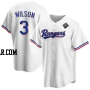 Russell Wilson Men's Texas Rangers White Replica Home 2023 World Series Jersey