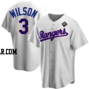 Russell Wilson Youth Texas Rangers White Replica Home Cooperstown Collection 2023 World Series Jersey