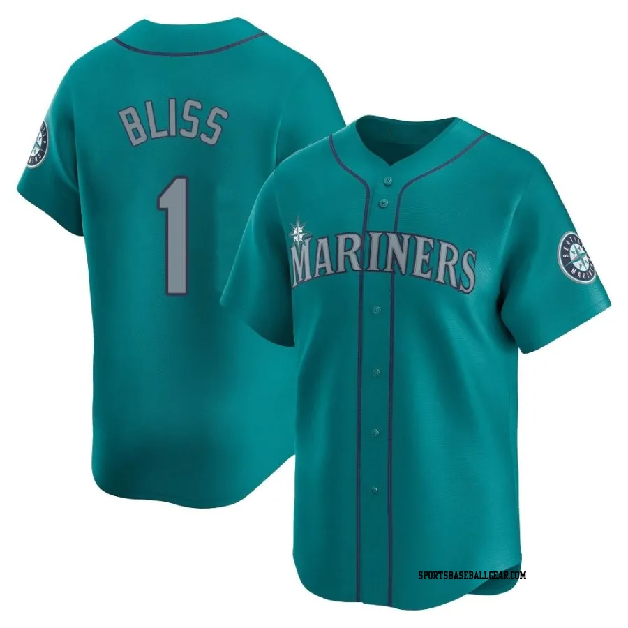 Ryan Bliss Men's Seattle Mariners Aqua Limited Alternate Jersey