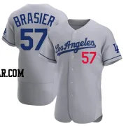 Ryan Brasier Men's Los Angeles Dodgers Gray Authentic Away Jersey