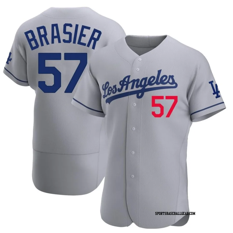 Ryan Brasier Men's Los Angeles Dodgers Gray Authentic Away Jersey