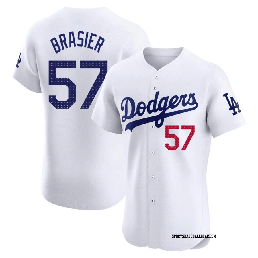 Ryan Brasier Men's Los Angeles Dodgers White Elite Home Jersey