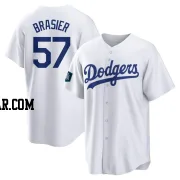 Ryan Brasier Men's Los Angeles Dodgers White Replica 2024 World Tour Seoul Series Home Jersey