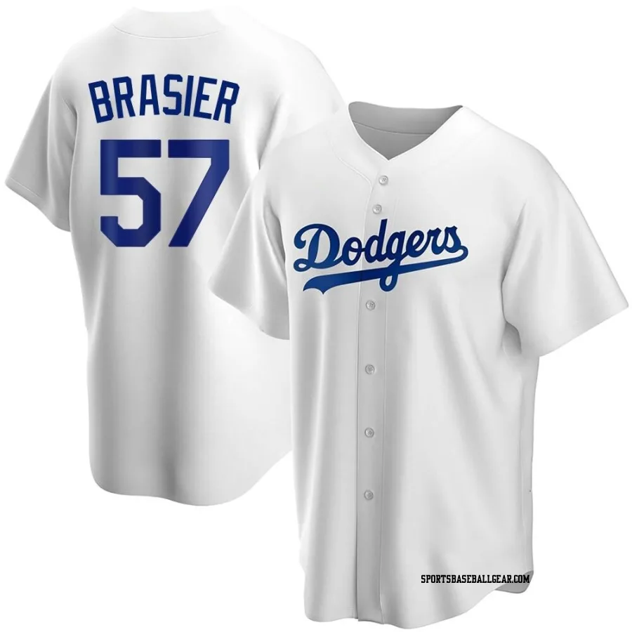 Ryan Brasier Men's Los Angeles Dodgers White Replica Home Jersey