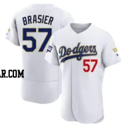 Ryan Brasier Men's Los Angeles Dodgers White/Gold Authentic 2021 Gold Program Player Jersey