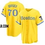 Ryan Brasier Youth Boston Red Sox Gold/Light Replica Blue 2021 City Connect Player Jersey